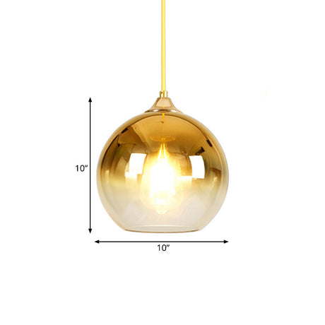 8/10/12 Nordic Glass Globe Pendant Lighting - 1-Light Sliver/Gold/Rose Gold Hanging Light