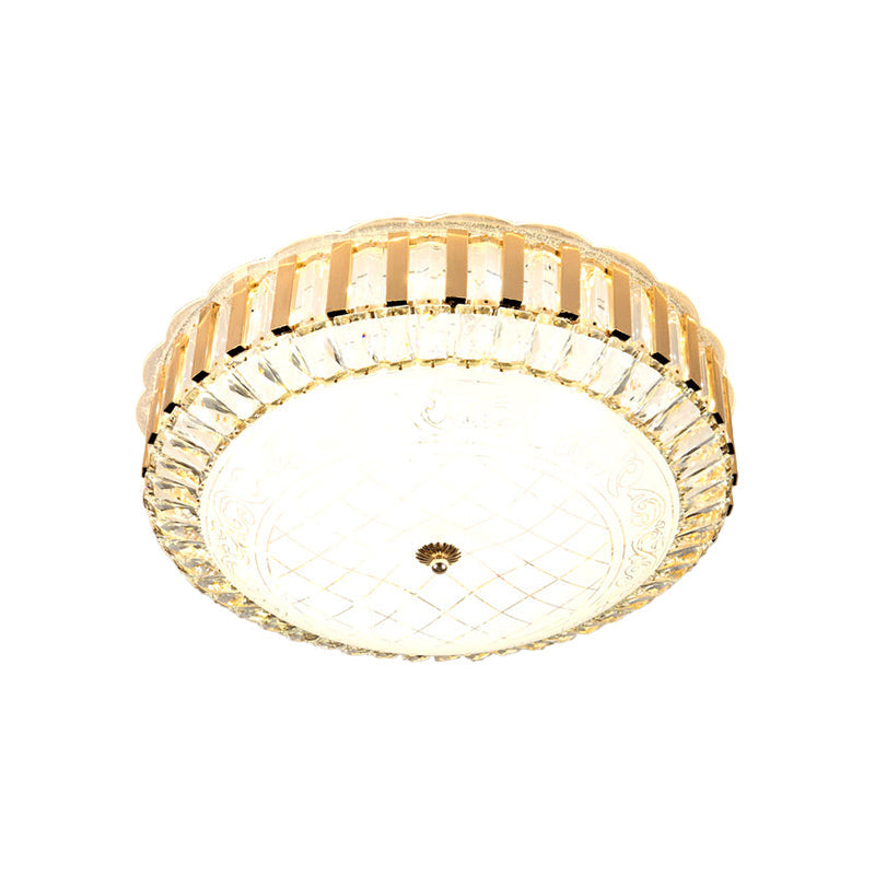Simple Led Crystal Flush Mount Ceiling Light With Elegant Black/Gold Finish - Perfect For Dining