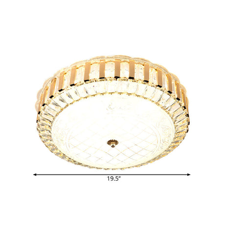 Simple Led Crystal Flush Mount Ceiling Light With Elegant Black/Gold Finish - Perfect For Dining
