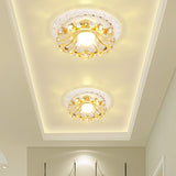 Simplicity Led Ceiling Light In White Round/Square Flushmount With Flower Crystal Shade - Warm/White