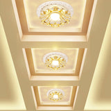 Simplicity Led Ceiling Light In White Round/Square Flushmount With Flower Crystal Shade - Warm/White
