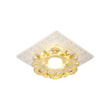 Simplicity Led Ceiling Light In White Round/Square Flushmount With Flower Crystal Shade - Warm/White