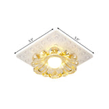 Simplicity Led Ceiling Light In White Round/Square Flushmount With Flower Crystal Shade - Warm/White