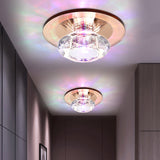 Led Porch Semi Flush Mount Light - Simple Black/Tan Ceiling Lighting With Clear Crystal Shade