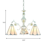 Blue Stained Glass Pendant Chandelier: Traditional Indoor Lighting With Floral & Geometric Patterns