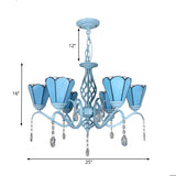 Tiffany Style Cone Pendant Light With Adjustable Chain In White/Blue/Clear Stained Glass - Perfect