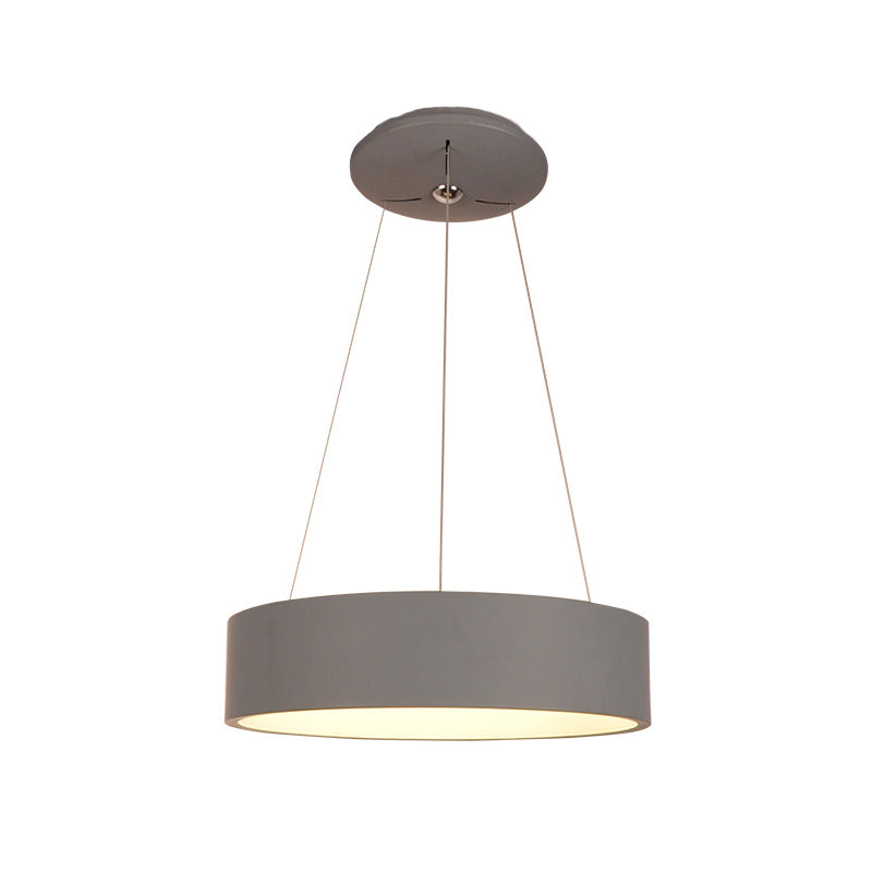 Minimalist Grey Led Pendant Lamp: Aluminum Round Ceiling Light For Dining Table