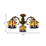 Vintage Tiffany Stained Glass Chandelier For Restaurant & Library - 3/5/6 Lights