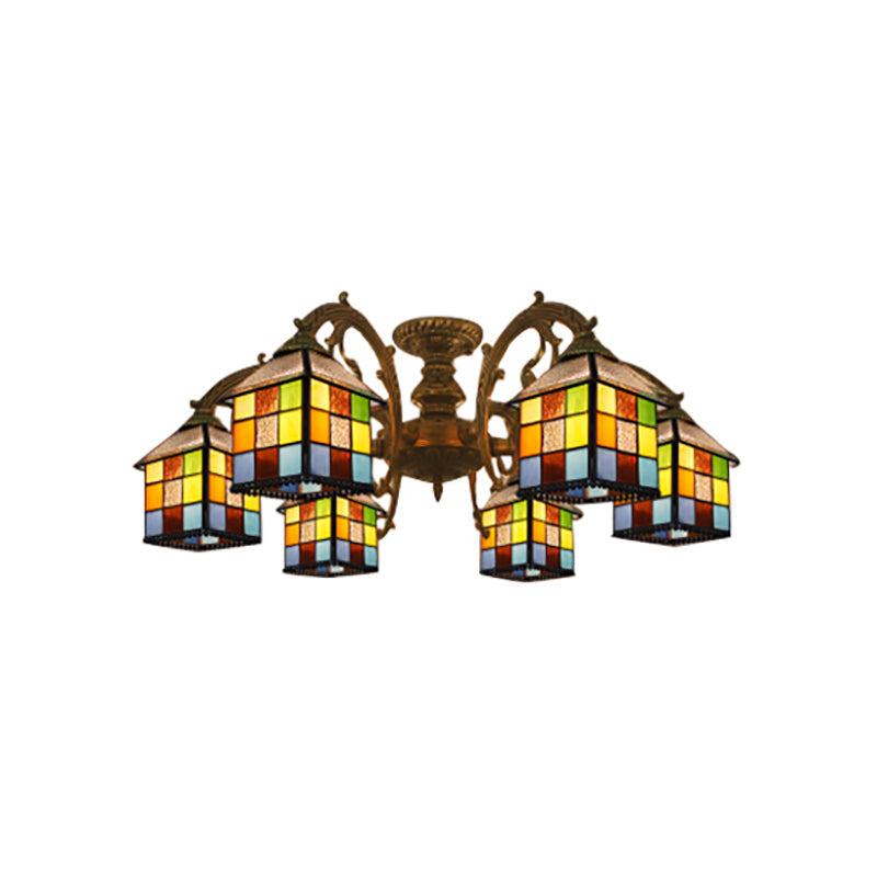 Vintage Tiffany Stained Glass Chandelier For Restaurant & Library - 3/5/6 Lights