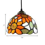 Orange Stained Glass Ceiling Light With Baroque Bowl Design For Living Room