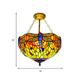 Dragonfly Stained Glass Tiffany Ceiling Light Rustic Orange/Yellow - Perfect For Cloth Shops