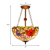 Flower Pattern Tiffany Semi Flush Mount Ceiling Light Fixture