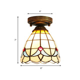 Craftsman Stained Glass Led Ceiling Light - White/Beige/Orange/Blue Ideal For Foyers