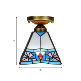 Craftsman Stained Glass Led Ceiling Light - White/Beige/Orange/Blue Ideal For Foyers