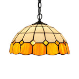 Yellow Stained Glass Tiffany-Style Pendant Light For Living Room