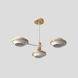 Minimalist White Ufo Ceiling Light: Iron Semi Flush Mount With Wooden Frame - 3/6 Bulbs
