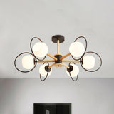 Nordic Style White Sphere Ceiling Light With Frosted Glass Shade - Elegant Dining Room Mount Ring