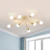 Sleek Linear Metallic Ceiling Lamp: Beautiful Semi-Flush Light For Kids Bedroom