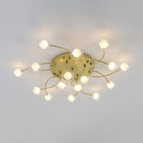 Gold Romantic Metallic Ceiling Light For Living Room Villa - Multi-Head Semi Flush Mount