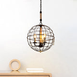 Vintage Globe Hanging Lamp With 3/4/6 Lights & Golden Iron Frame For Dining Room