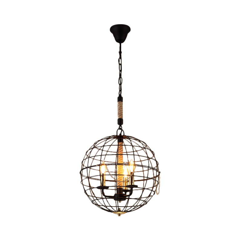 Vintage Globe Hanging Lamp With 3/4/6 Lights & Golden Iron Frame For Dining Room