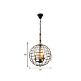 Vintage Globe Hanging Lamp With 3/4/6 Lights & Golden Iron Frame For Dining Room