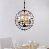 Vintage Globe Hanging Lamp With 3/4/6 Lights & Golden Iron Frame For Dining Room