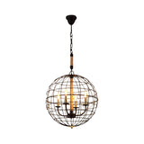 Vintage Globe Hanging Lamp With 3/4/6 Lights & Golden Iron Frame For Dining Room