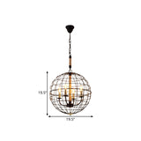 Vintage Globe Hanging Lamp With 3/4/6 Lights & Golden Iron Frame For Dining Room