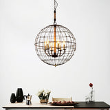 Vintage Globe Hanging Lamp With 3/4/6 Lights & Golden Iron Frame For Dining Room