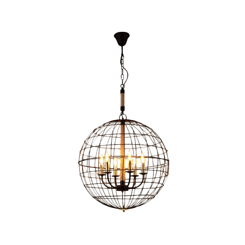 Vintage Globe Hanging Lamp With 3/4/6 Lights & Golden Iron Frame For Dining Room