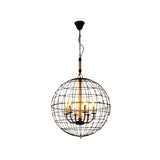 Vintage Globe Hanging Lamp With 3/4/6 Lights & Golden Iron Frame For Dining Room