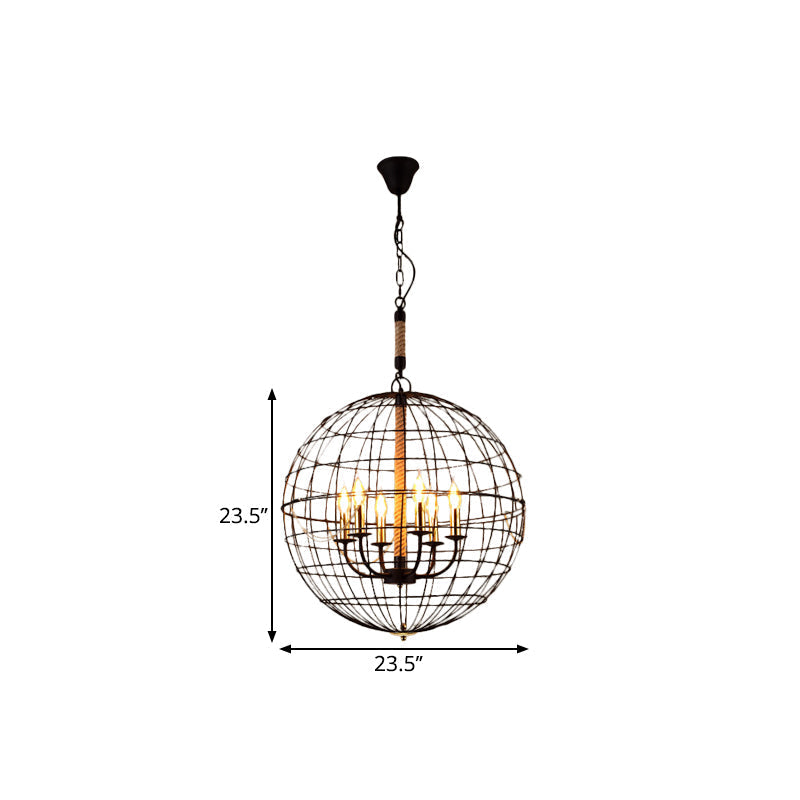 Vintage Globe Hanging Lamp With 3/4/6 Lights & Golden Iron Frame For Dining Room