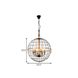 Vintage Globe Hanging Lamp With 3/4/6 Lights & Golden Iron Frame For Dining Room