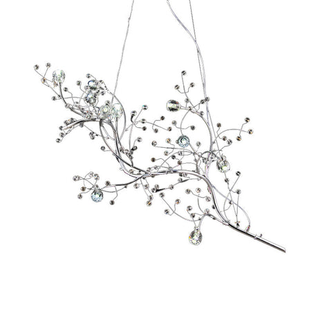 Romantic Crystal Bead Chandelier: Metallic Thin Branch Design 10 Lights For Boutique
