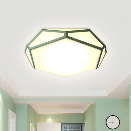Hexagon Led Ceiling Light In Nordic Candy Colors For Corridors Green / 16.5 Warm