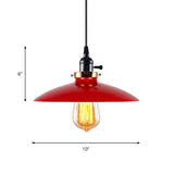 3-Pack Industrial Style Metal Pendant Lights - Saucer Shade Red Hanging Light Restaurant Quality