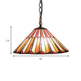 Tiffany Stained Glass Pendant Light Fixture - Brown Conical Design Ideal For Living Room Ceiling