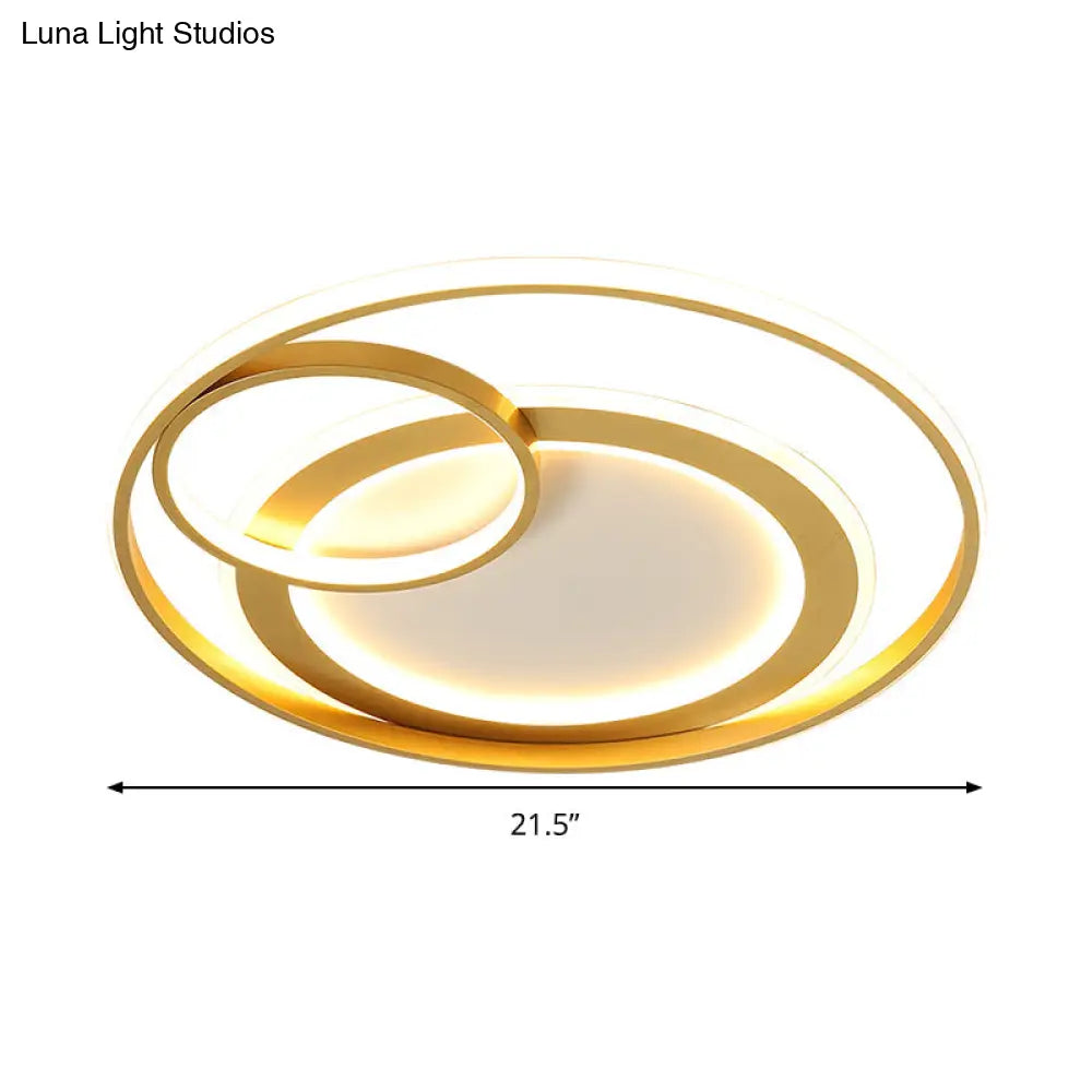 18’/21.5’ Contemporary Acrylic Wide Ring Ceiling Light In Black/Gold - Led Flush Mount Lamp