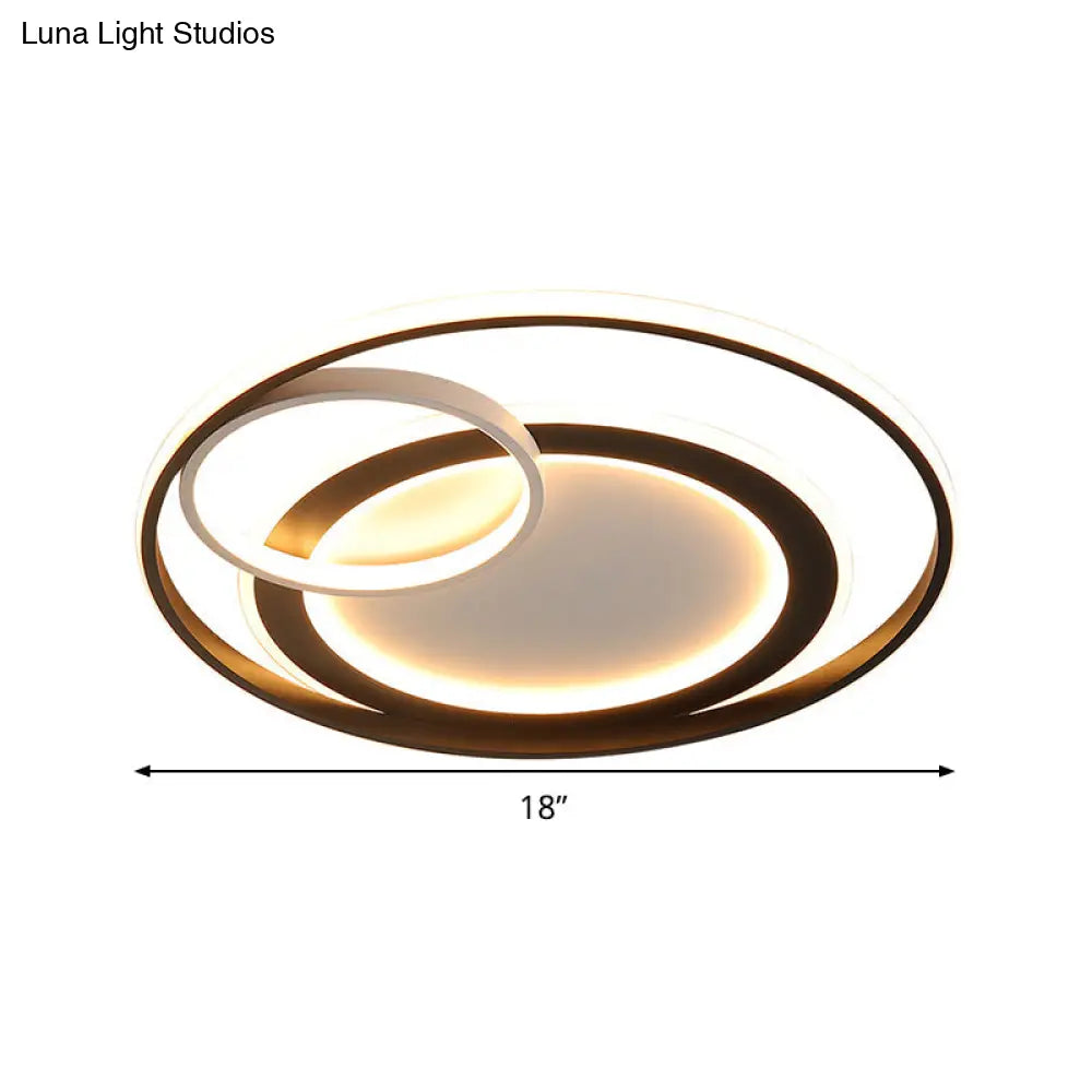 18’/21.5’ Contemporary Acrylic Wide Ring Ceiling Light In Black/Gold - Led Flush Mount Lamp