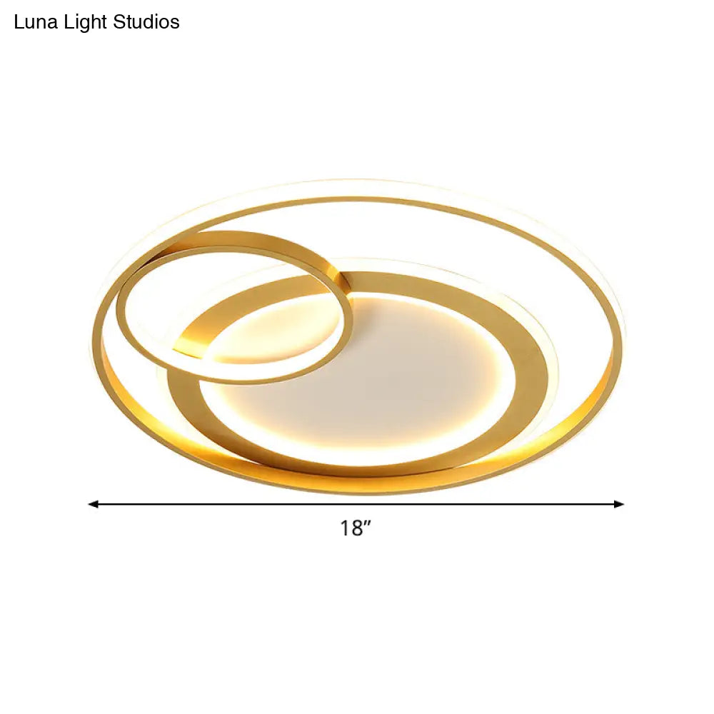 18’/21.5’ Contemporary Acrylic Wide Ring Ceiling Light In Black/Gold - Led Flush Mount Lamp