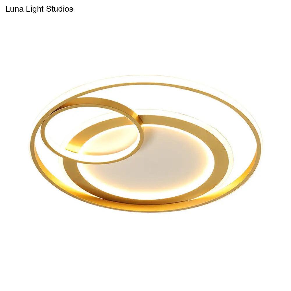 18’/21.5’ Contemporary Acrylic Wide Ring Ceiling Light In Black/Gold - Led Flush Mount Lamp