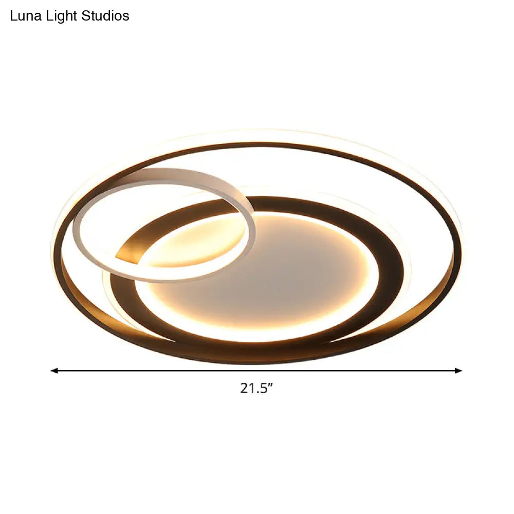 18’/21.5’ Contemporary Acrylic Wide Ring Ceiling Light In Black/Gold - Led Flush Mount Lamp