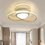 18’/21.5’ Contemporary Led Gold Finish Flush Mount Lamp - Acrylic Ceiling Light With 3 - Loop