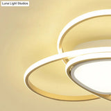 18’/21.5’ Contemporary Led Gold Finish Flush Mount Lamp - Acrylic Ceiling Light With 3 - Loop