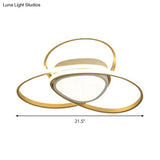 18’/21.5’ Contemporary Led Gold Finish Flush Mount Lamp - Acrylic Ceiling Light With 3 - Loop