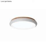 18’/21.5’ Dia Led Flush Mount Drum Lamp In Macaron Wood White/Pink/Green - White/Warm/Natural Light