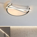 18’/21.5’ Geometric Flush Mount Led Ceiling Light In Black/Gold - Contemporary Metal Design