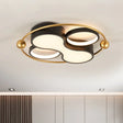 18’/21.5’ Metallic Geometric Flush Light - Black/Gold Led Ceiling Mounted Black - Gold / 18’ Warm