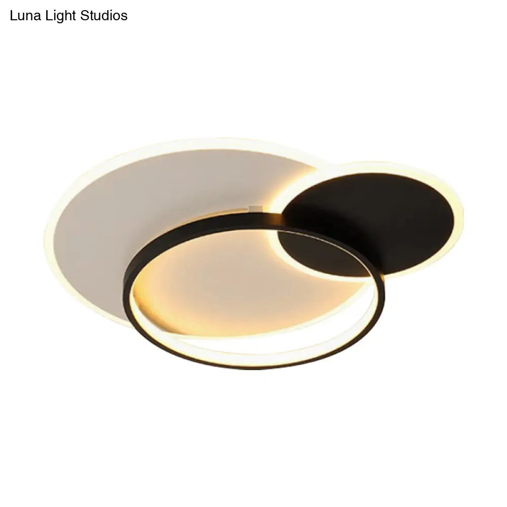 18’ 21.5’ Overlapping Acrylic Flush Mount Led Ceiling Light Simple Black White Warm Remote
